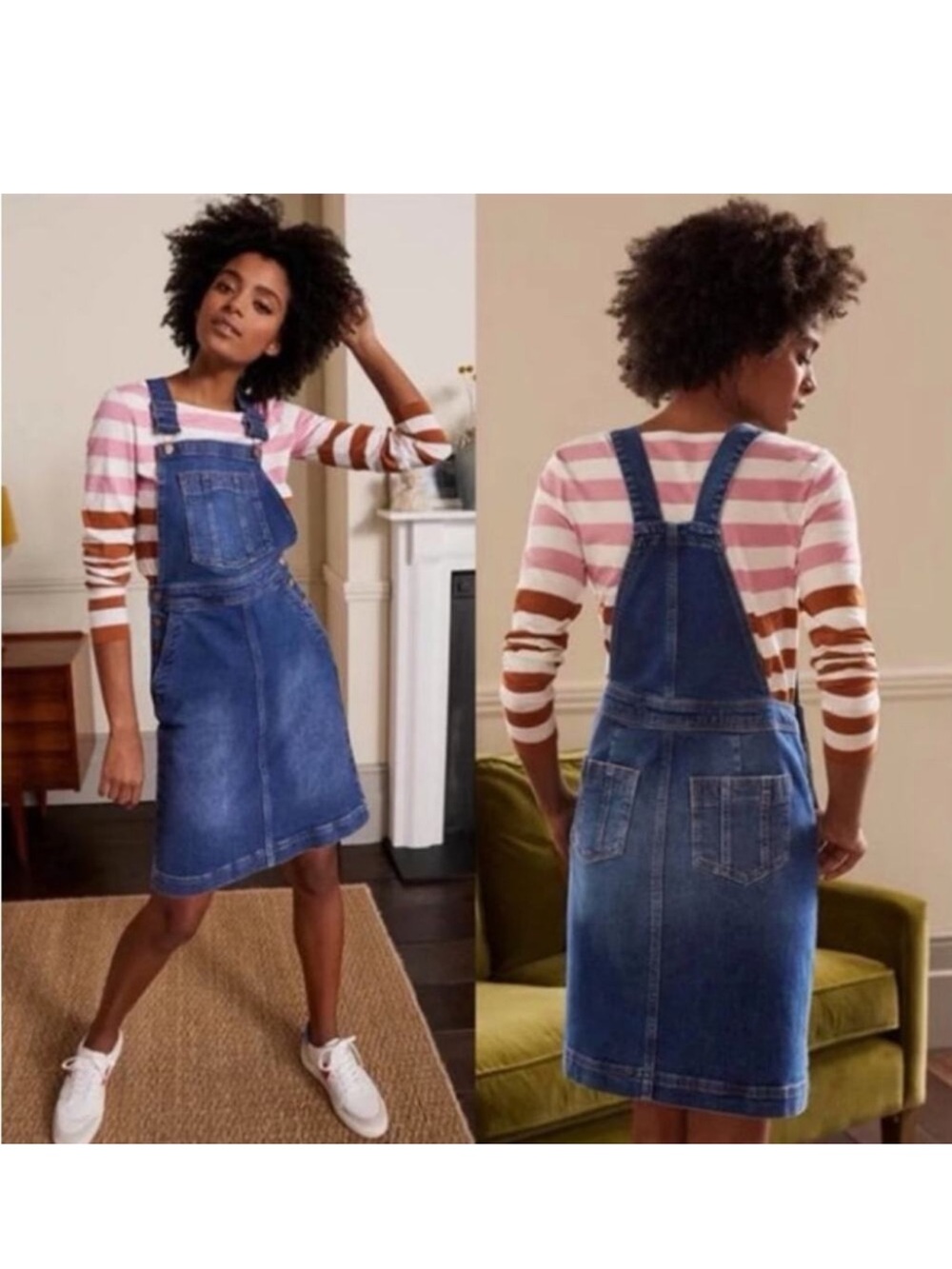 Boden Blue Denim Overall Mini Skirt